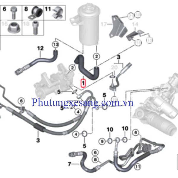 Ống chữ U dầu trợ lực lái BMW X5 E70-32416850681-3241685