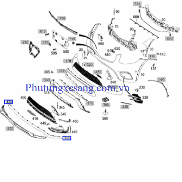 Nẹp crom cản trước giữa Mercedes GLC300 GLC-A2538852600