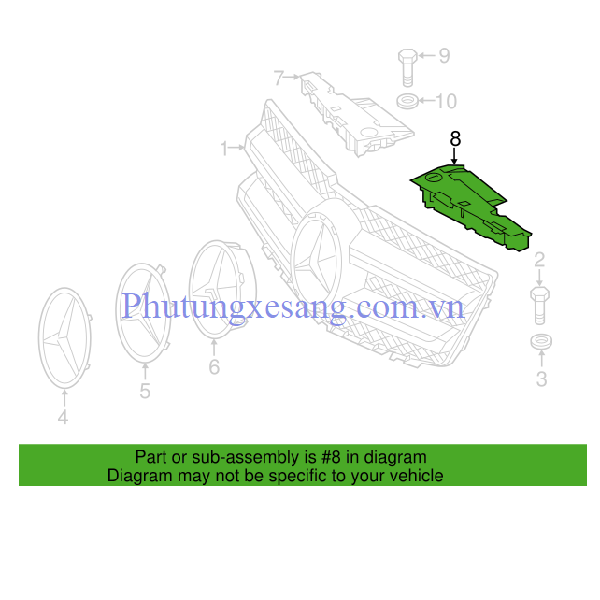 Ốp tản nhiệt sau calang phải Mercedes GLK250 G-A2048850536
