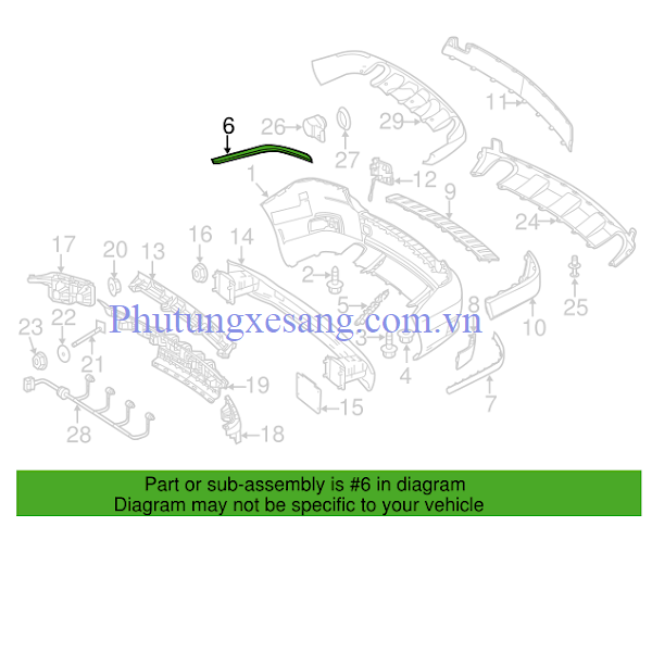 Nẹp Crom cản sau trái Mercedes GLK350 X204-A2048851921