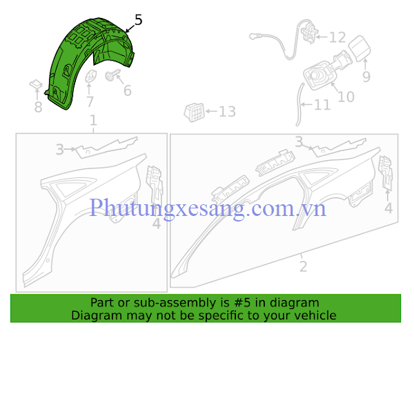 Lòng dè chắn bùn sau phải Audi A6 S6 2012-2015-4G0810172A