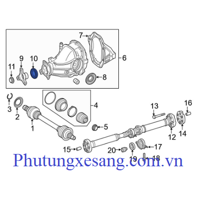 Phớt đầu cầu sau Mercedes C300 E350 GLE350 CLS450 GLC300 2013-2025-A2059970146