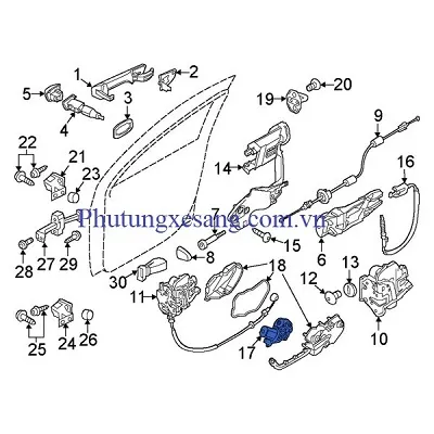 Chốt cửa trước trái Porsche cayenne-95853101501